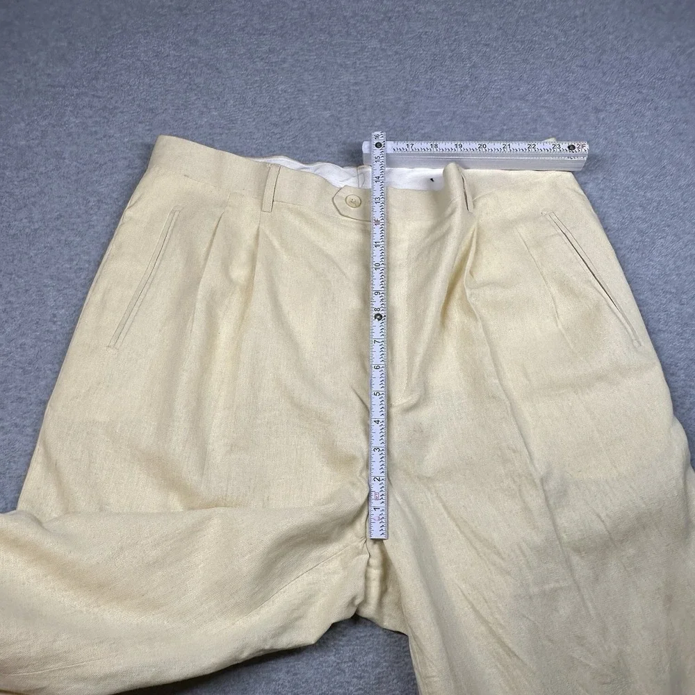 Vintage Vitali 100% Linen Suit Pants 2XL/42 W38 Mint Yellow-Green Pleated NOTE